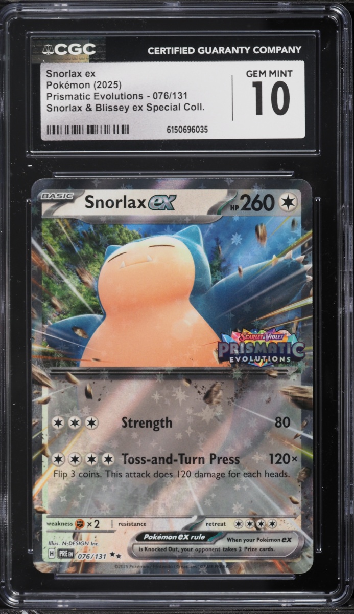 2025 Pokemon SV Prismatic Evolutions Special Collection Holo Snorlax ex #76 CGC 10 GEM MINT