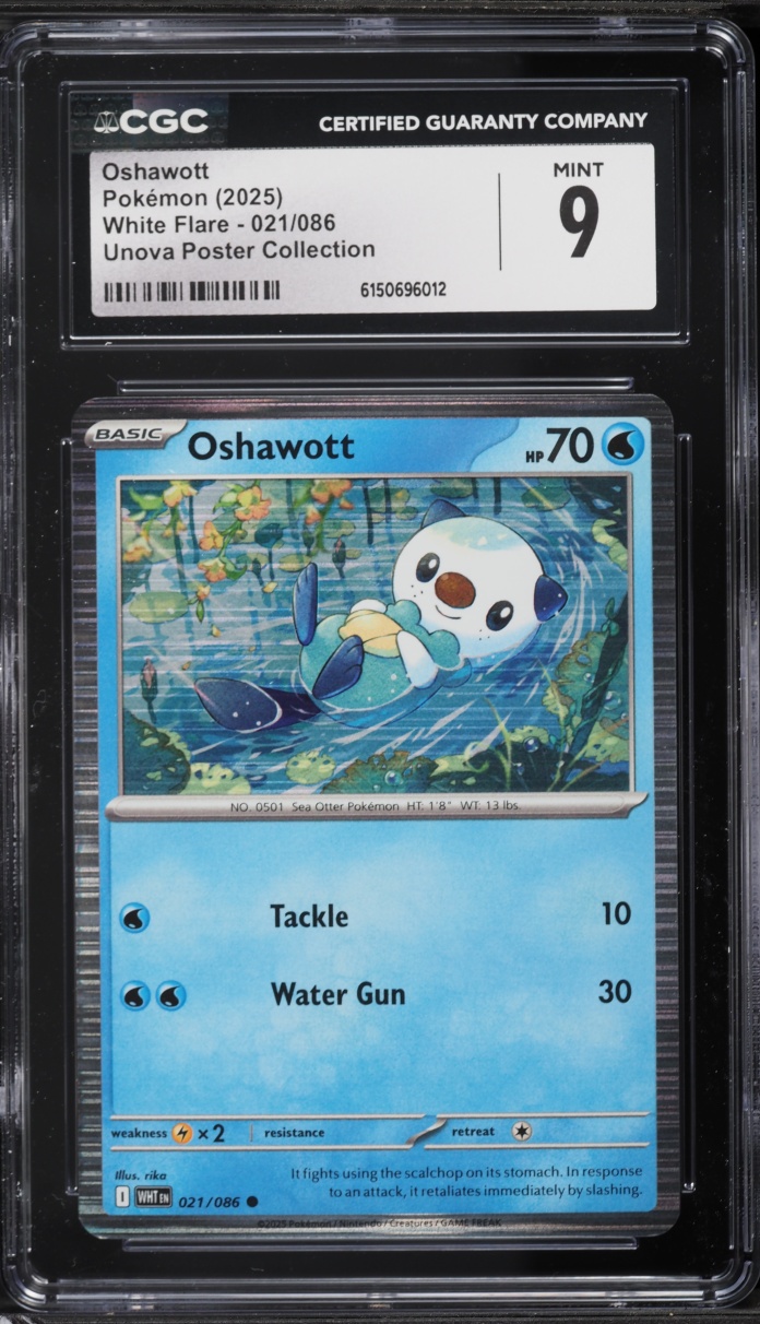 2025 Pokemon Scarlet & Violet White Flare Unova Poster Collection Oshawott #21 CGC 9 MINT