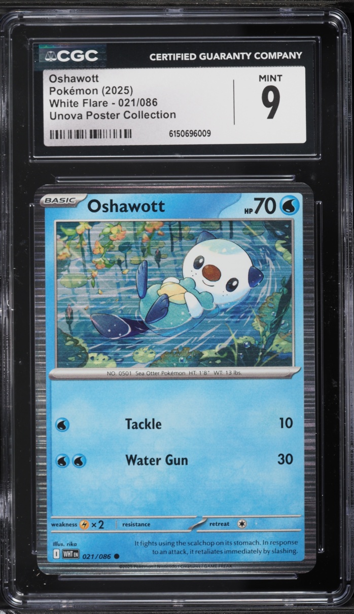 2025 Pokemon Scarlet & Violet White Flare Unova Poster Collection Oshawott #21 CGC 9 MINT