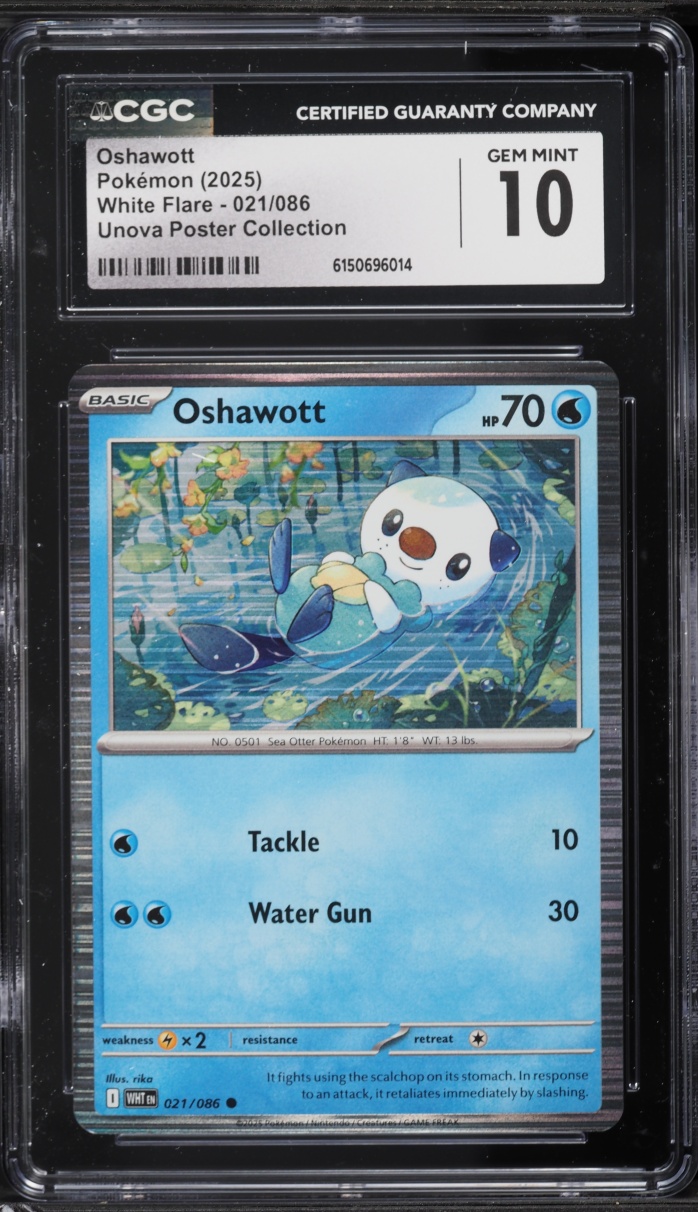 2025 Pokemon Scarlet & Violet White Flare Unova Poster Collection Oshawott #21 CGC 10 GEM MINT