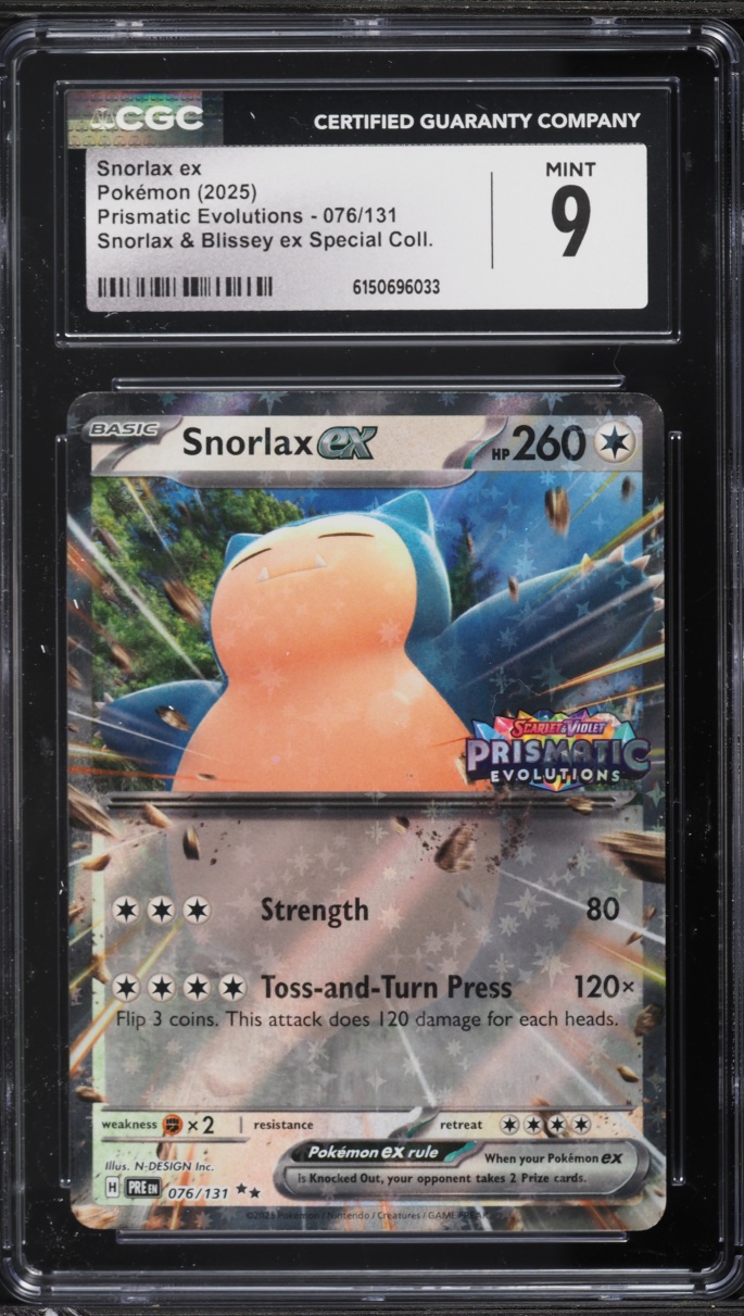 2025 Pokemon SV Prismatic Evolutions Special Collection Holo Snorlax ex #76 CGC 9 MINT