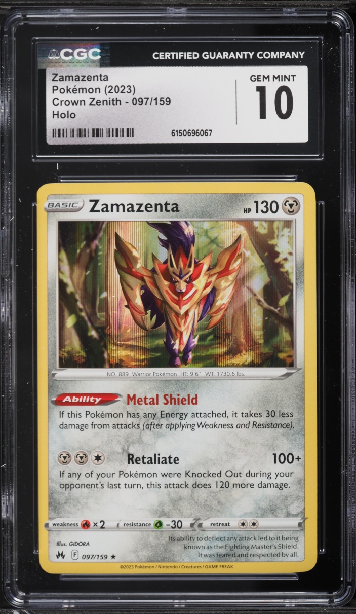 2023 Pokemon Sword & Shield Crown Zenith Holo Zamazenta #97 CGC 10 GEM MINT