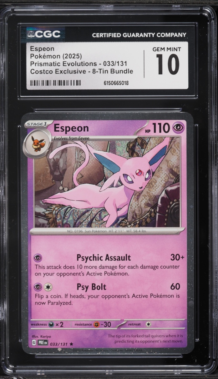2025 Pokemon Scarlet & Violet Prismatic Evolutions Costco Exclusive Espeon #33 CGC 10 GEM MINT