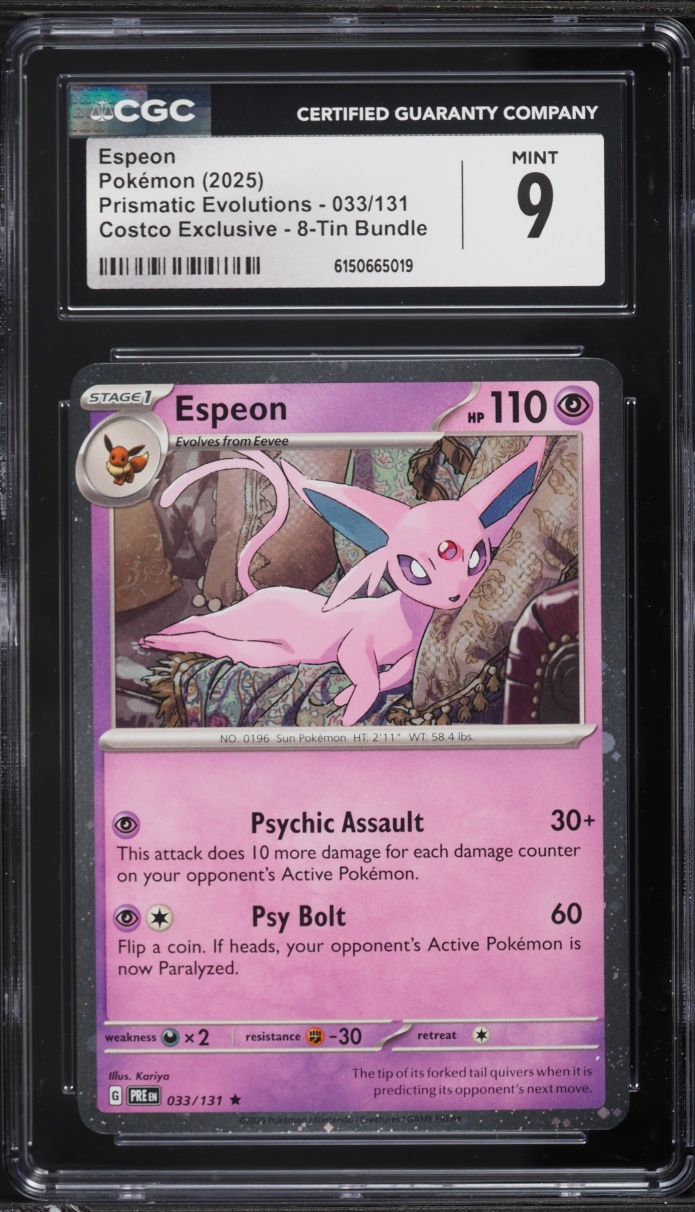 2025 Pokemon Scarlet & Violet Prismatic Evolutions Costco Exclusive Espeon #33 CGC 9 MINT
