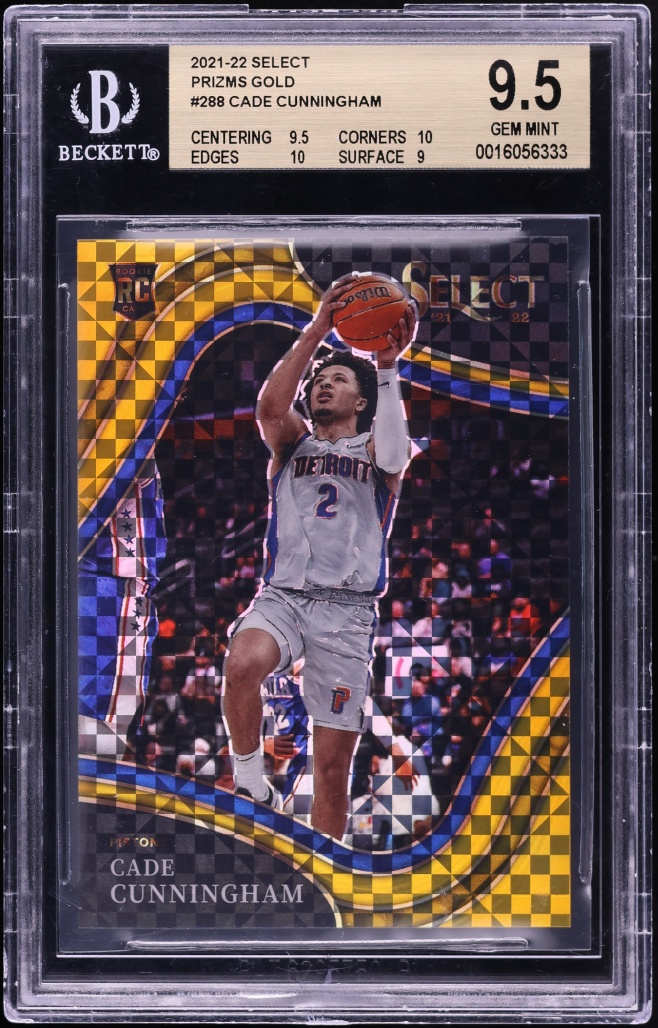 2021 Select Courtside Prizm Gold Cade Cunningham ROOKIE /10 #288 BGS 9.5 GEM MINT - Photo 1