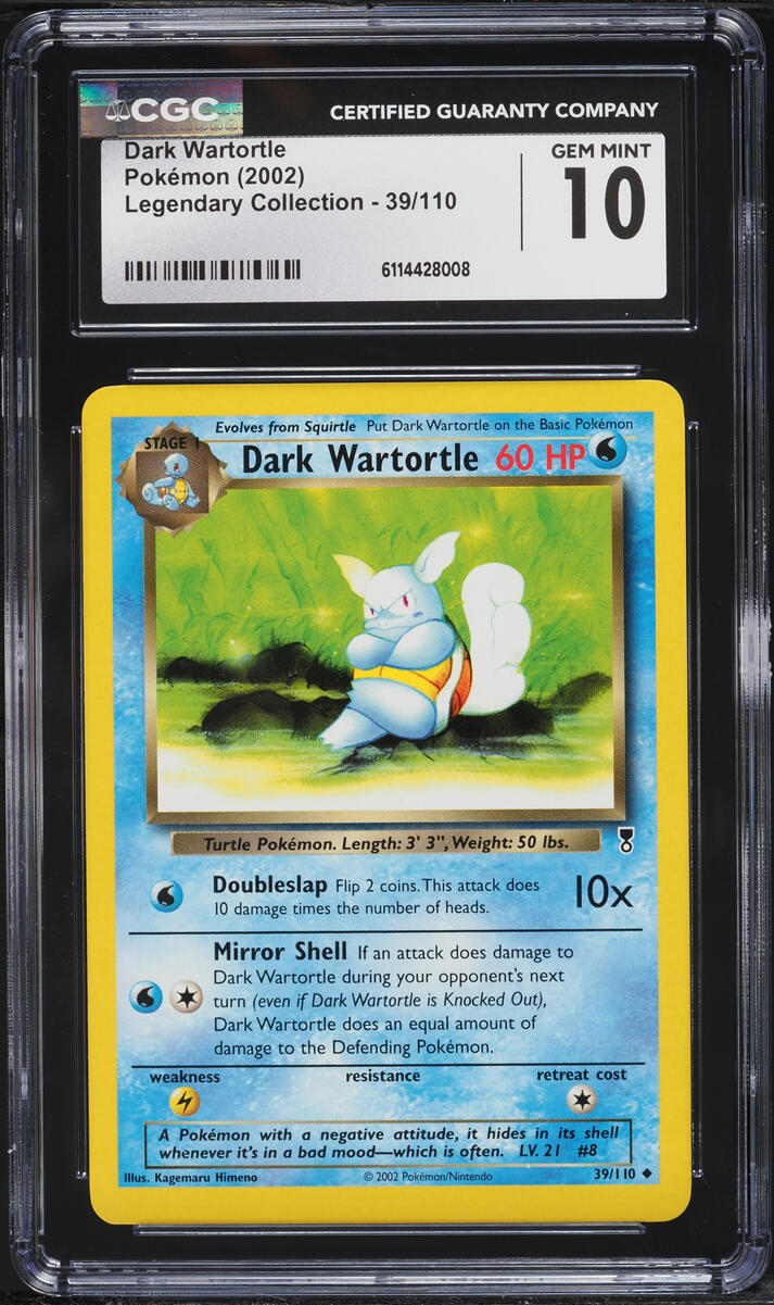 2002 Pokemon Legendary Collection Dark Wartortle #39 CGC 10 GEM MINT