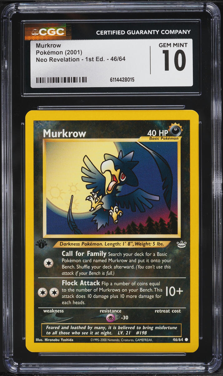 2000 Pokemon Neo Genesis 1st Edition Murkrow #46 CGC 10 GEM MINT