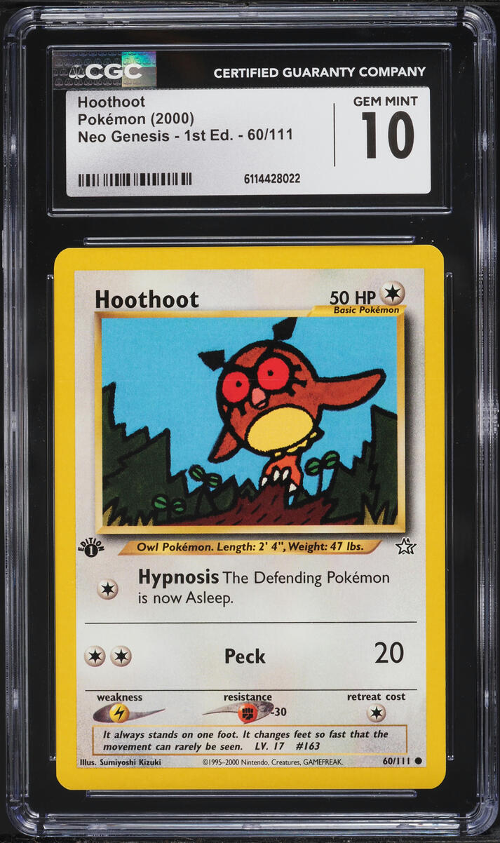 2000 Pokemon Neo Genesis 1st Edition Hoothoot #60 CGC 10 GEM MINT