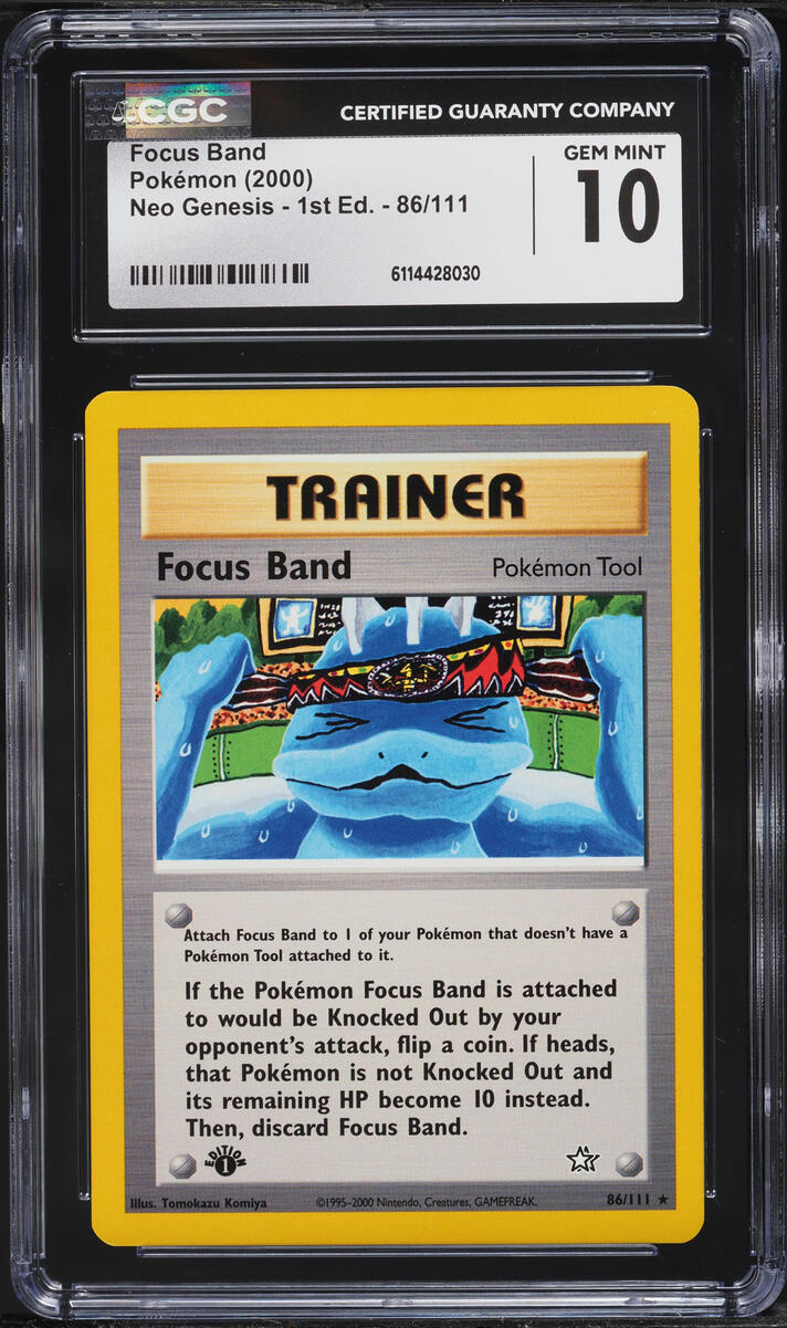 2000 Pokemon Neo Genesis 1st Edition Focus Band #86 CGC 10 GEM MINT