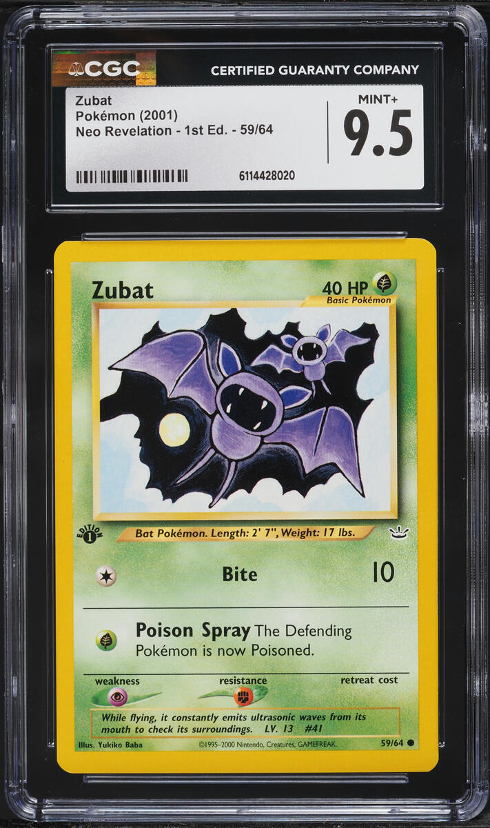 2001 Pokemon Neo Revelation 1st Edition Zubat #59 CGC 9.5 MINT+