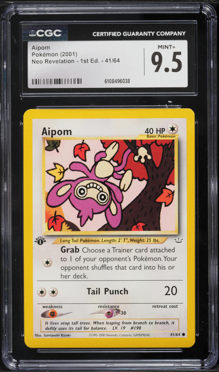 2001 Pokemon Neo Revelation 1st Edition Aipom #41 CGC 9.5 MINT+