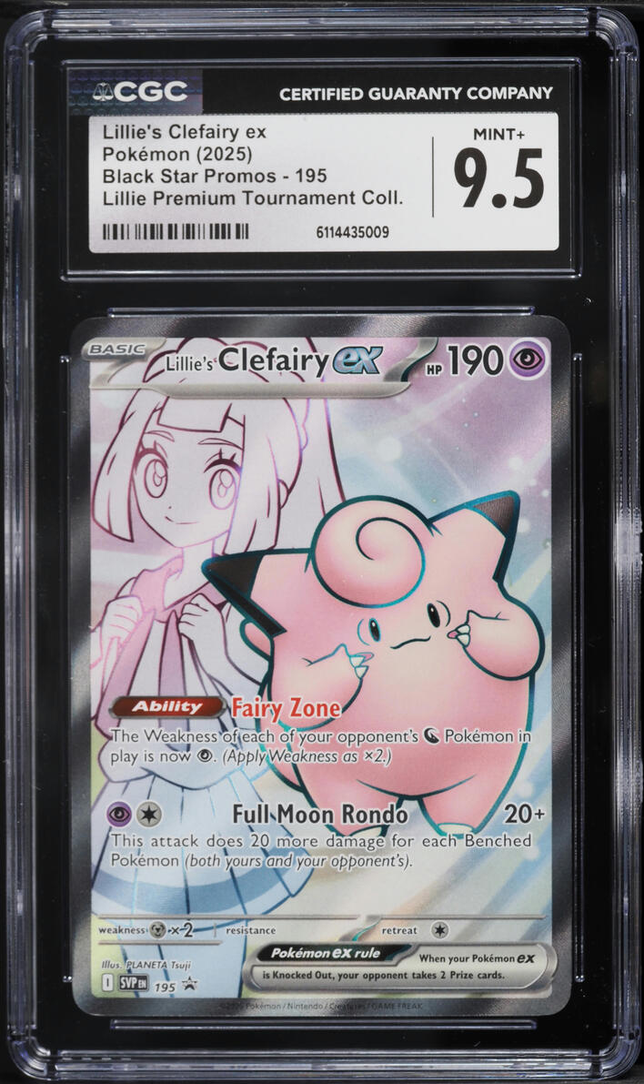 2025 Pokemon Scarlet & Violet Promo Premium Full Art Lillie's Clefairy ex #195 CGC 9.5 MINT+