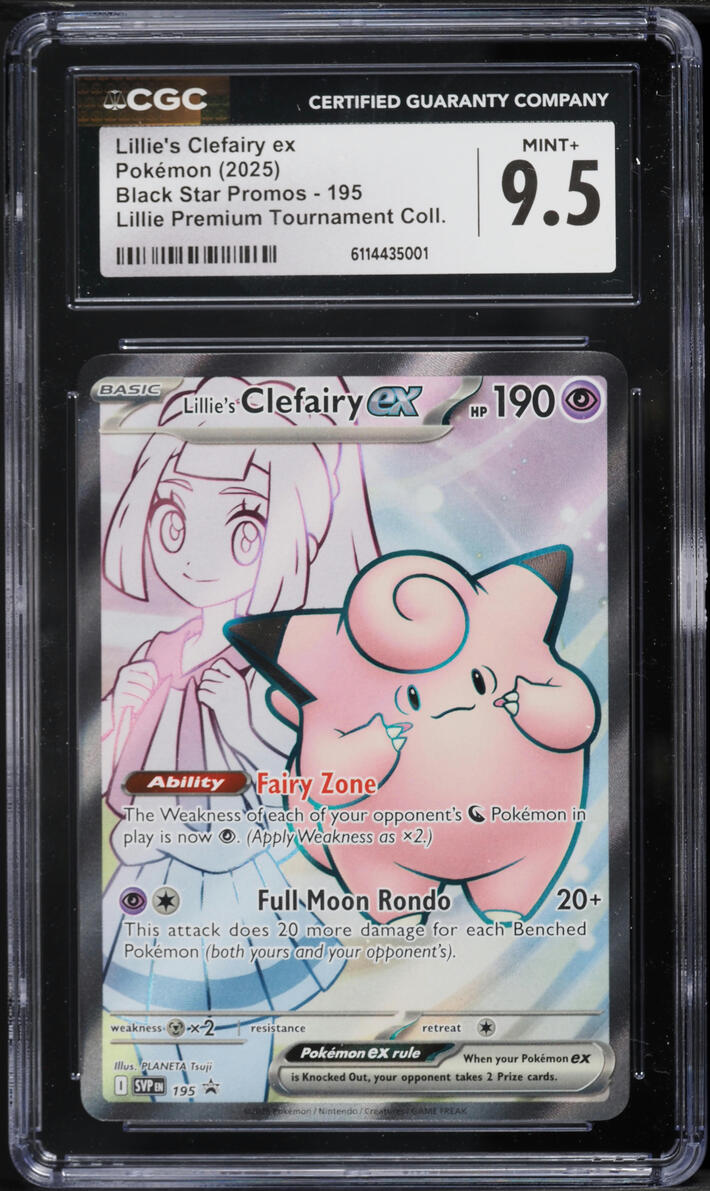 2025 Pokemon Scarlet & Violet Promo Premium Full Art Lillie's Clefairy ex #195 CGC 9.5 MINT+