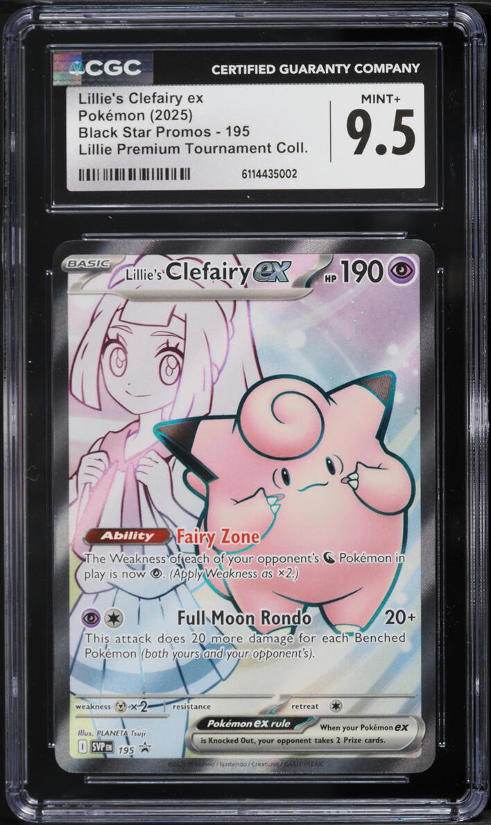 2025 Pokemon Scarlet & Violet Promo Premium Full Art Lillie's Clefairy ex #195 CGC 9.5 MINT+