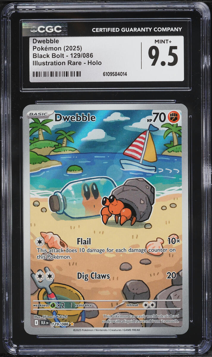2025 Pokemon Scarlet & Violet Black Bolt IR Dwebble #129 CGC 9.5 MINT+