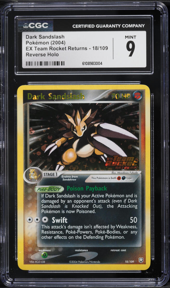 2004 Pokemon EX Team Rocket Returns Reverse Holo Dark Sandslash #18 CGC 9 MINT