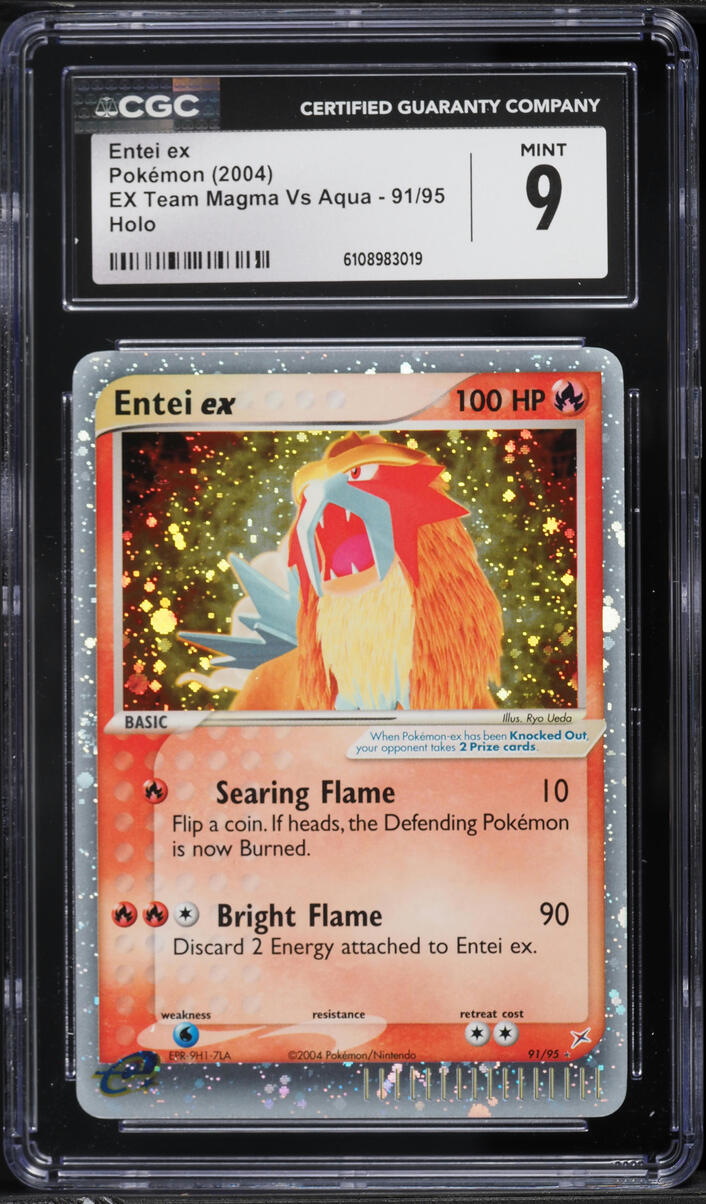2004 Pokemon EX Team Magma Vs Aqua Holo Entei ex #91 CGC 9 MINT