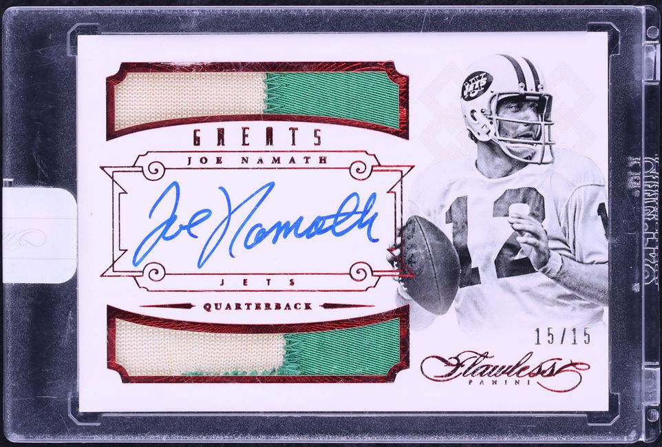 2014 Panini Flawless Greats Dual Ruby Joe Namath PATCH AUTO 15/15 #34 - Photo 1
