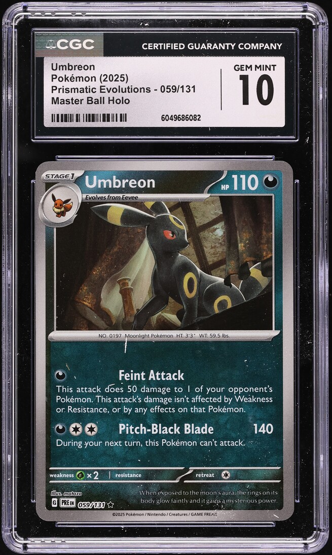 2025 Pokemon SV Prismatic Evolutions Master Ball Holo Umbreon #59 CGC 10 GEM