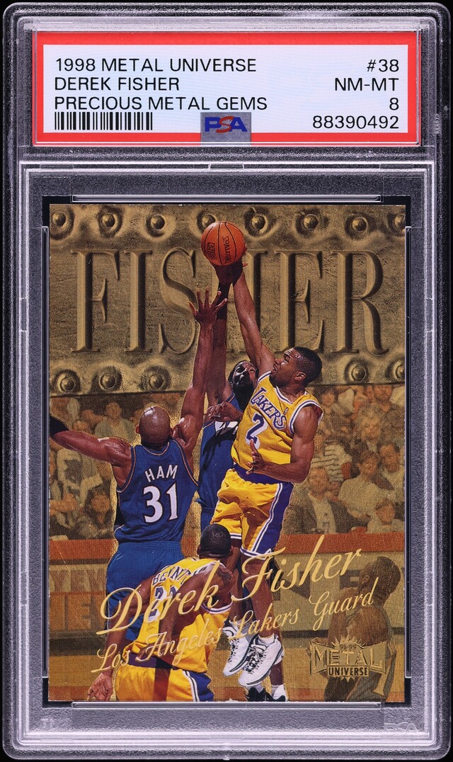 1998 Metal Universe Precious Metal Gems PMG Derek Fisher /50 #38 PSA 8 NM-MT