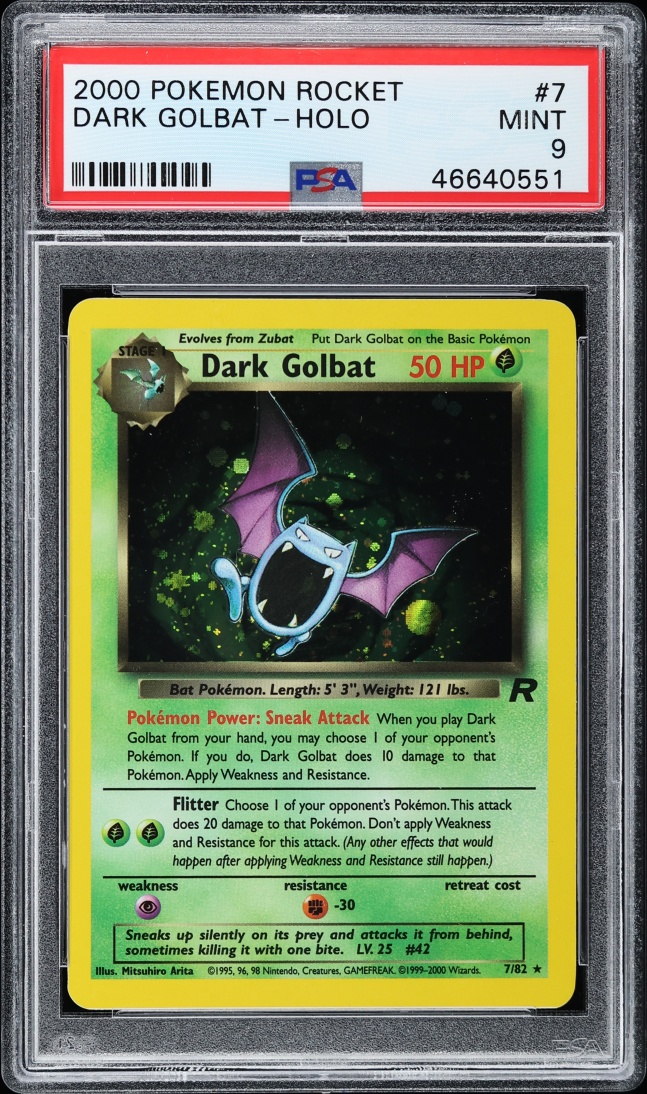 2000 Pokemon Team Rocket Holo Dark Golbat #7 PSA 9 MINT