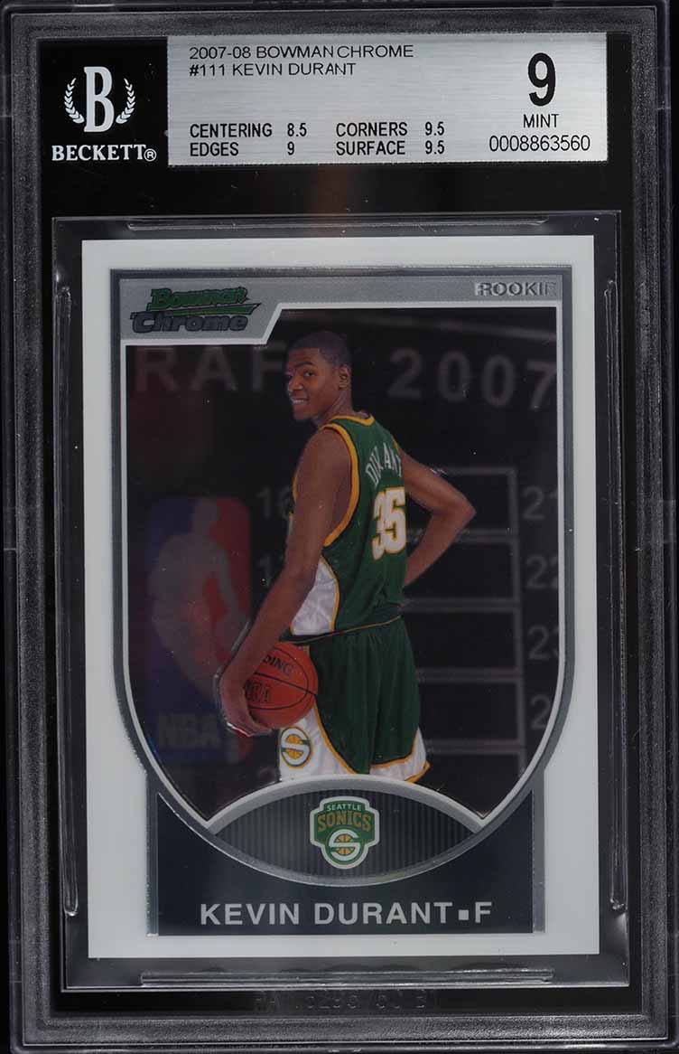 2007 Bowman Chrome Kevin Durant ROOKIE /2999 #111 BGS 9 MINT - Main Image