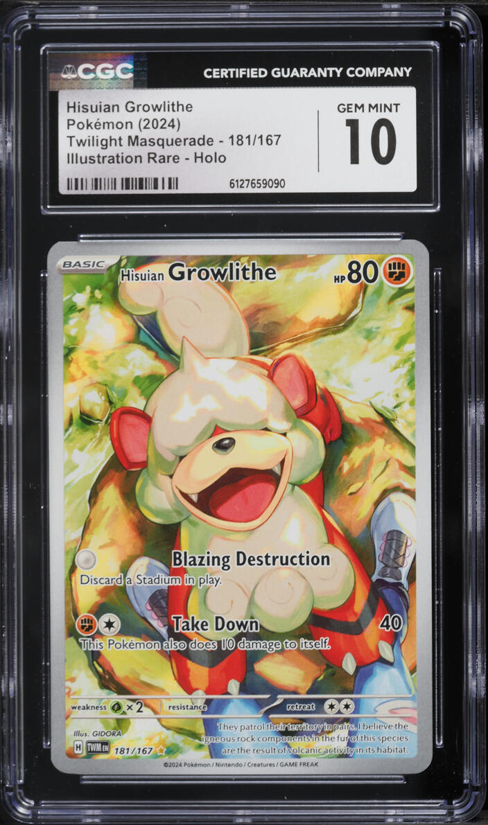 2024 Pokemon Scarlet & Violet Twilight Masquerade IR Hisuian Growlithe #181 CGC 10 GEM MINT