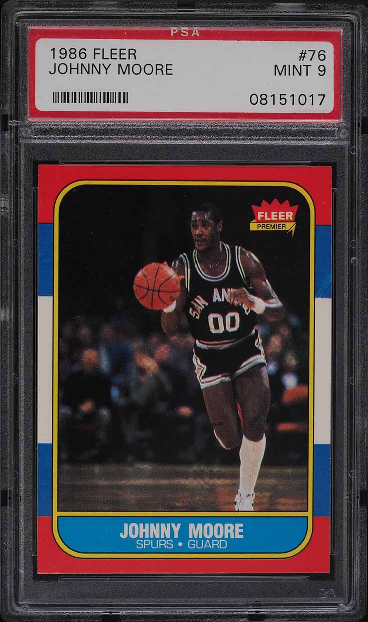 1986 Fleer Basketball Johnny Moore #76 PSA 9 MINT