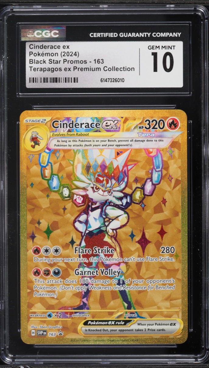2024 Pokemon Scarlet & Violet Promo Ultra Premium Gold Rare Cinderace ex #163 CGC 10 GEM MINT
