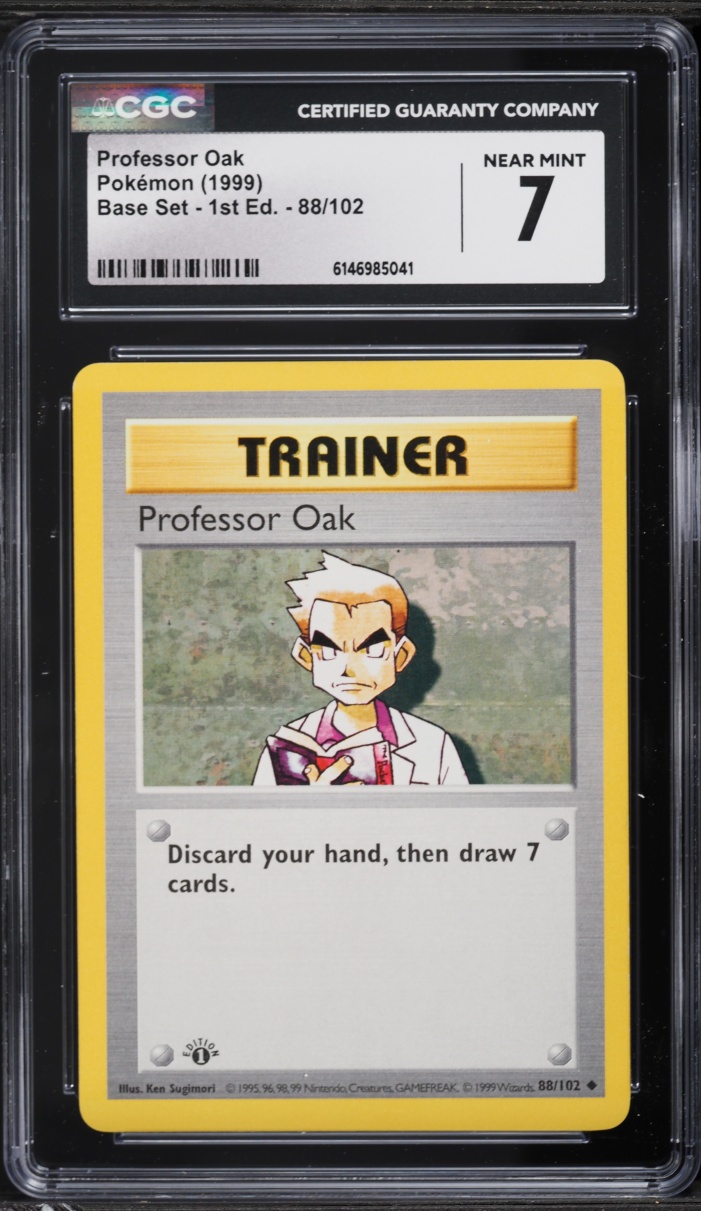 1999 Pokemon Base Set Shadowless 1st Edition Professor Oak #88 CGC 7 NRMT