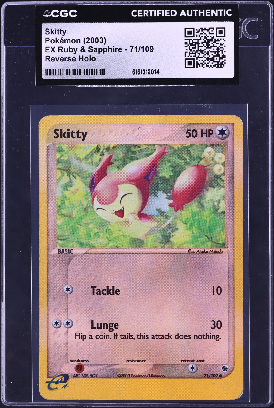 2003 Pokemon EX Ruby & Sapphire Reverse Holo Skitty #71 CGC AUTH