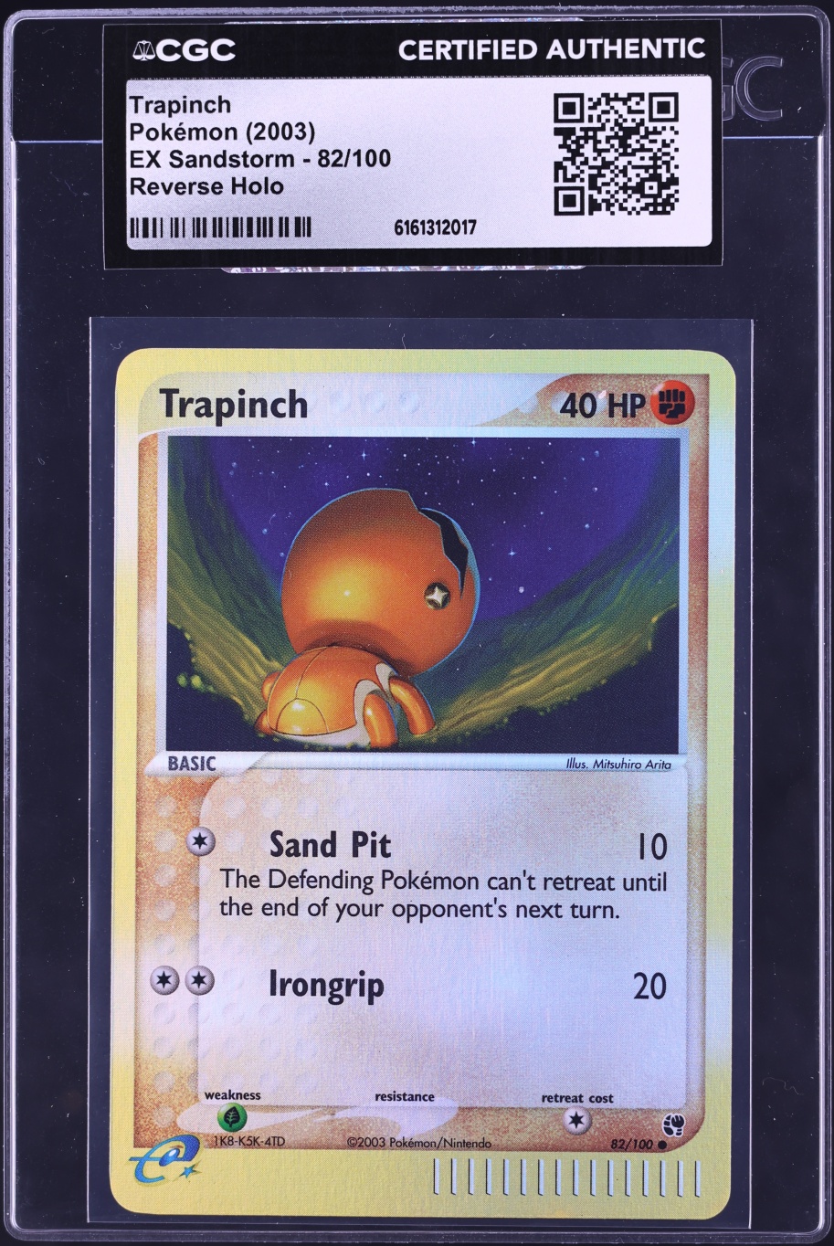 2003 Pokemon EX Sandstorm Reverse Holo Trapinch #82 CGC AUTH