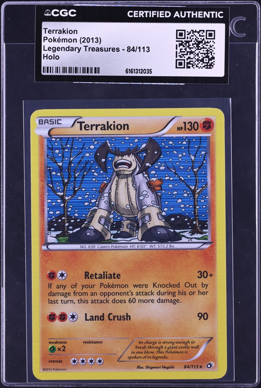 2013 Pokemon Black & White Legendary Treasures Holo Terrakion #84 CGC AUTH