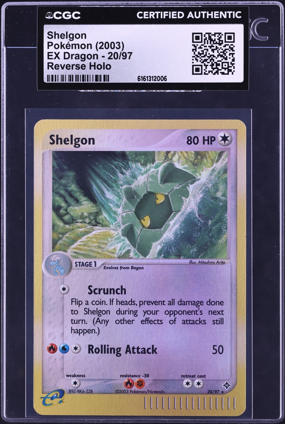2003 Pokemon EX Dragon Reverse Holo Shelgon #20 CGC AUTH