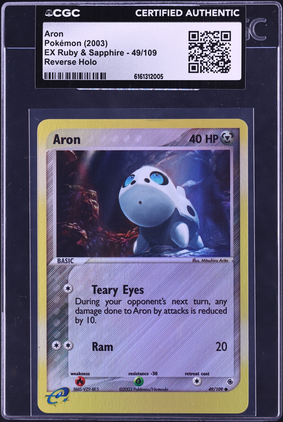 2003 Pokemon EX Ruby & Sapphire Reverse Holo Aron #49 CGC AUTH