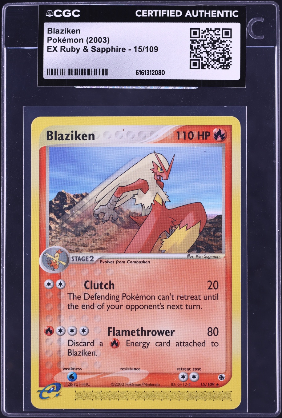 2003 Pokemon EX Ruby & Sapphire Blaziken #15 CGC AUTH