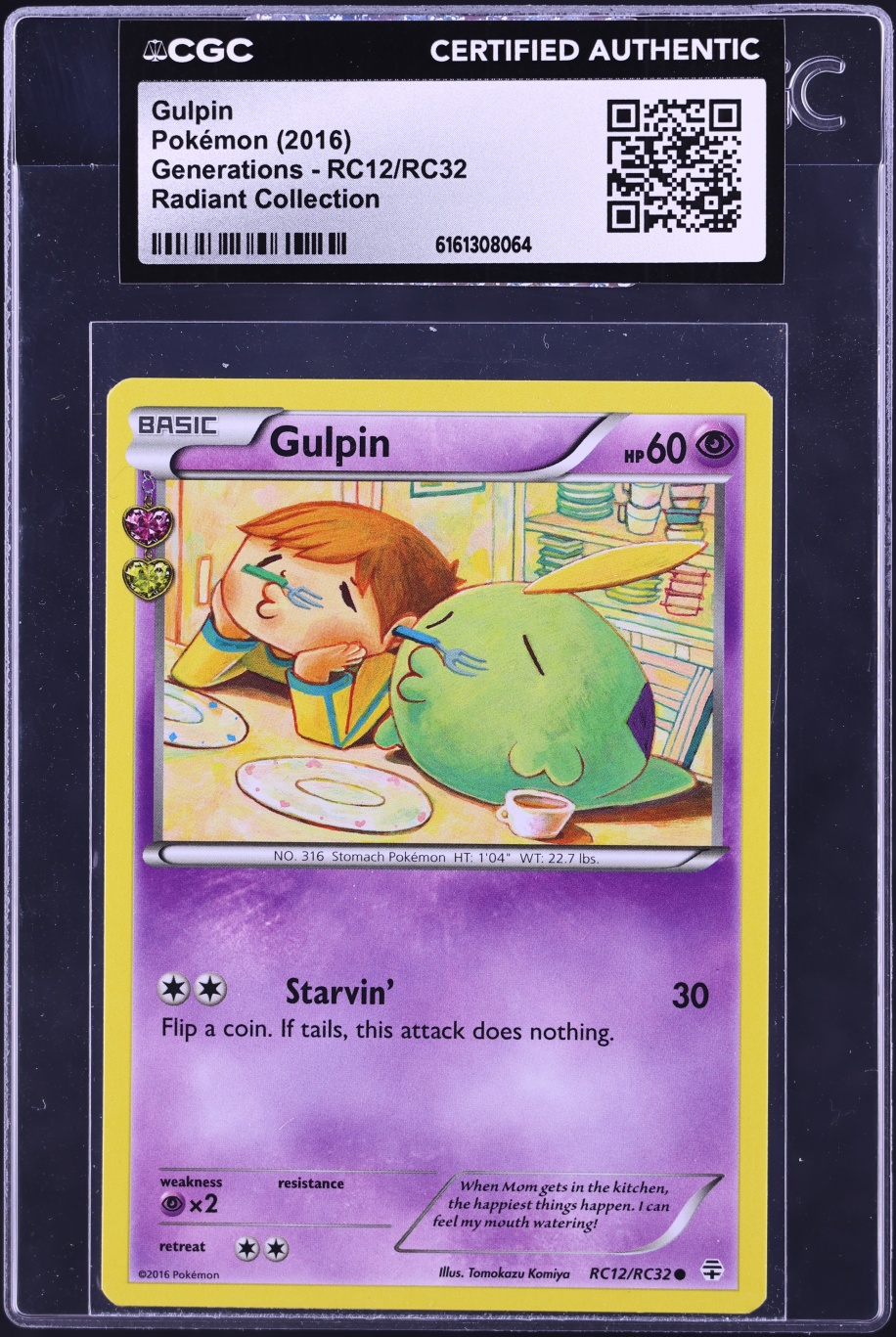 2016 Pokemon XY Generations Radiant Collection Gulpin #RC12 CGC AUTH