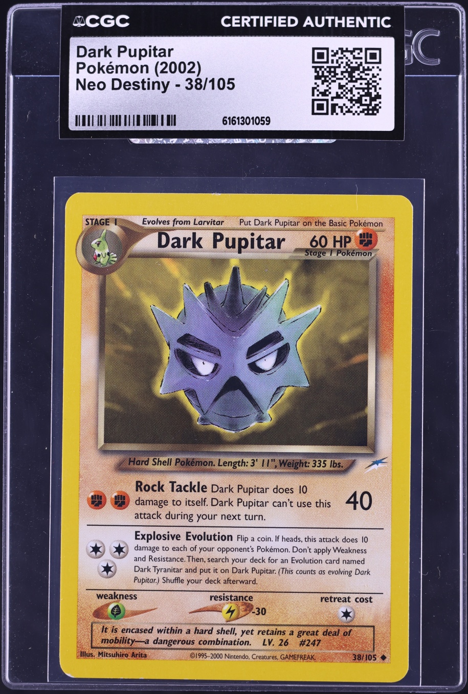2002 Pokemon Neo Destiny Dark Pupitar #38 CGC AUTH