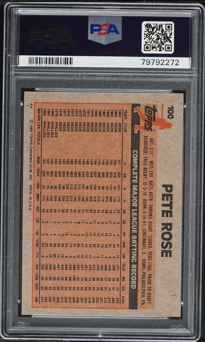 1983 Topps Pete Rose #100 PSA 9 MINT