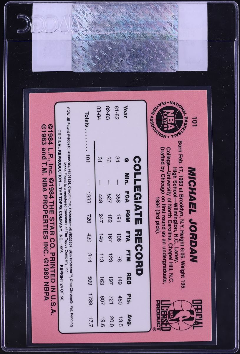 1996 Stadium Club Finest Reprints Michael Jordan #24 CGC AUTH