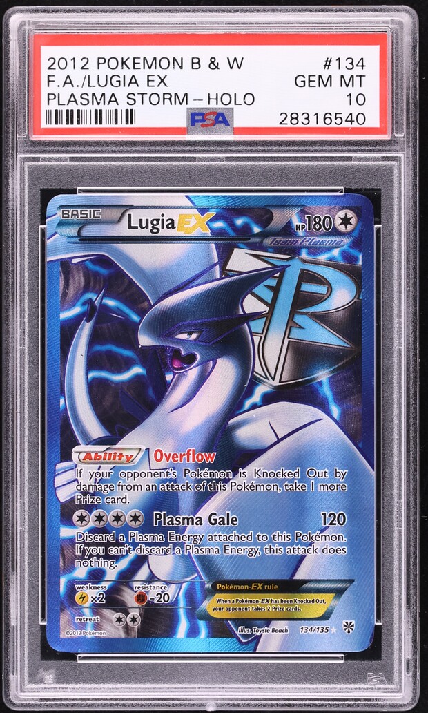 2012 Pokemon Black & White Plasma Storm Full Art Lugia EX #134 PSA 10 GEM MINT