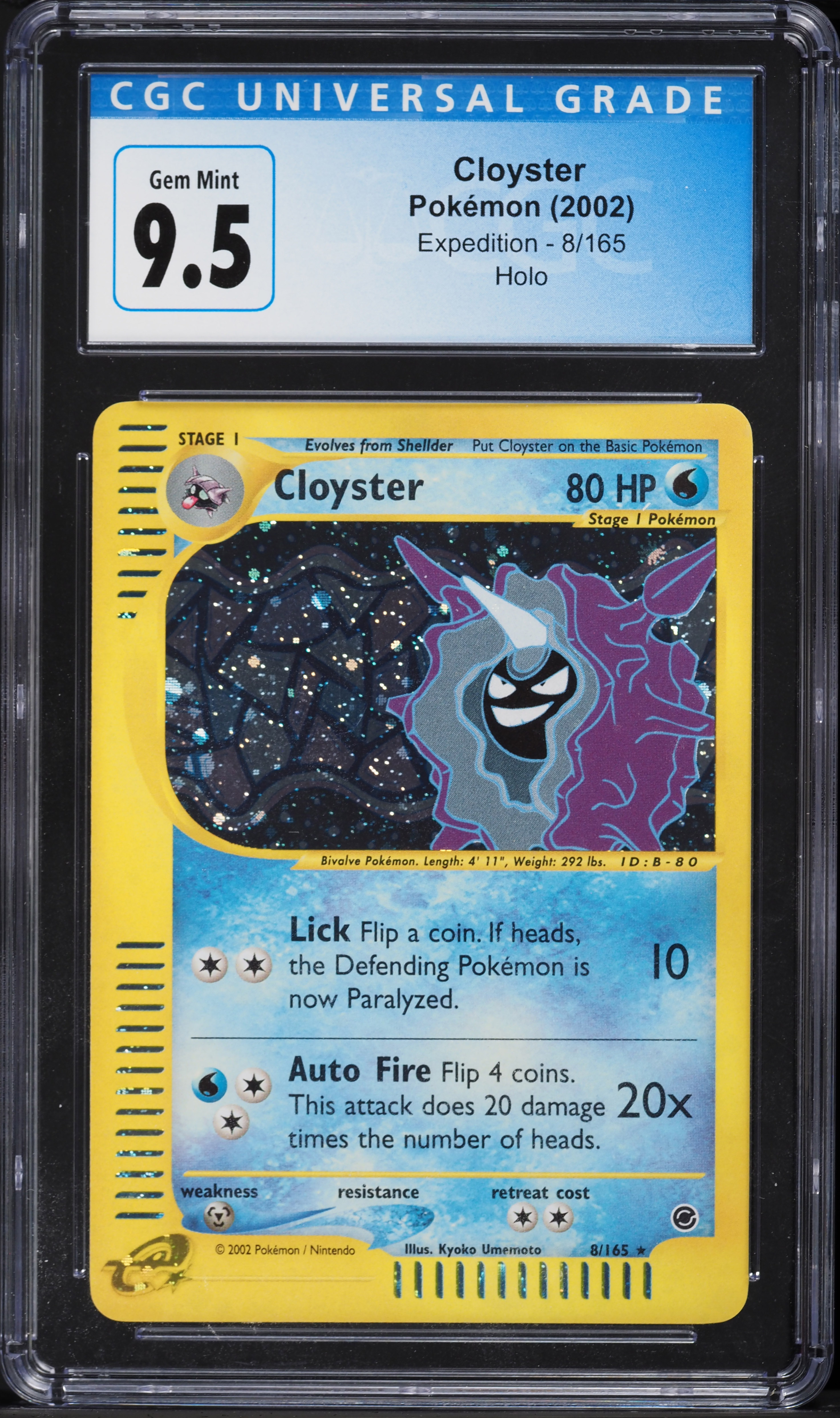 2002 Pokemon Expedition Holo Cloyster #8 CGC 9.5 GEM MINT