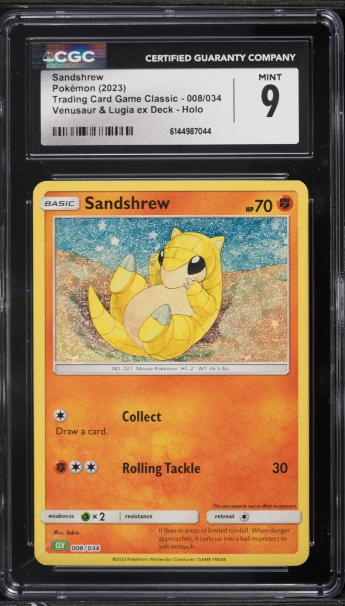 2023 Pokemon TCG Classic Collection Holo Sandshrew #8 CGC 9 MINT