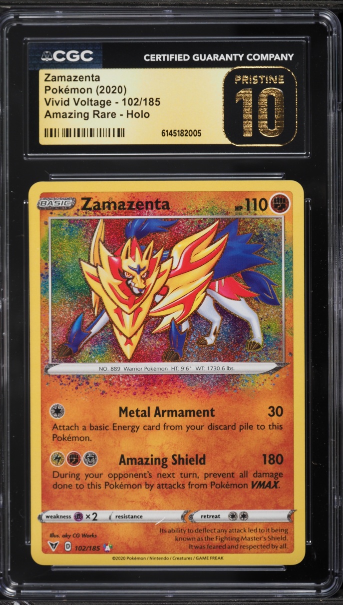 2020 Pokemon Sword & Shield Vivid Voltage Amazing Rare Zamazenta #102 CGC 10 PRISTINE