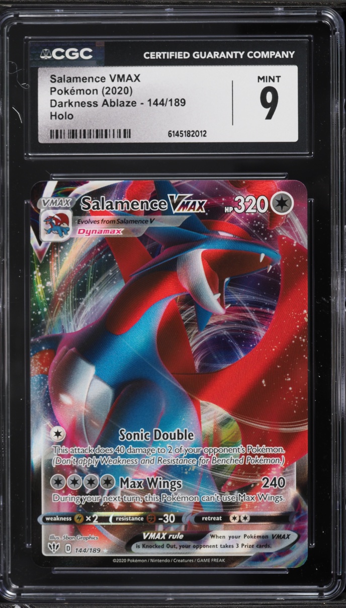 2020 Pokemon Sword & Shield Darkness Ablaze Full Art Salamence VMAX #144 CGC 9 MINT