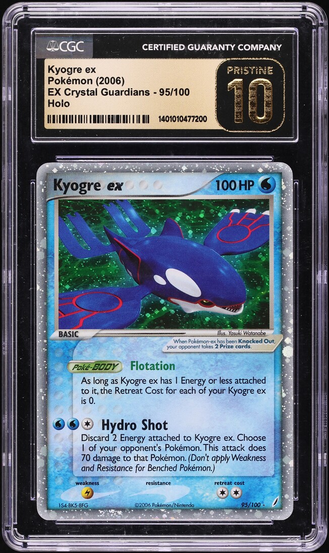 2006 Pokemon EX Crystal Guardians Holo Kyogre ex #95 CGC 10 PRISTINE