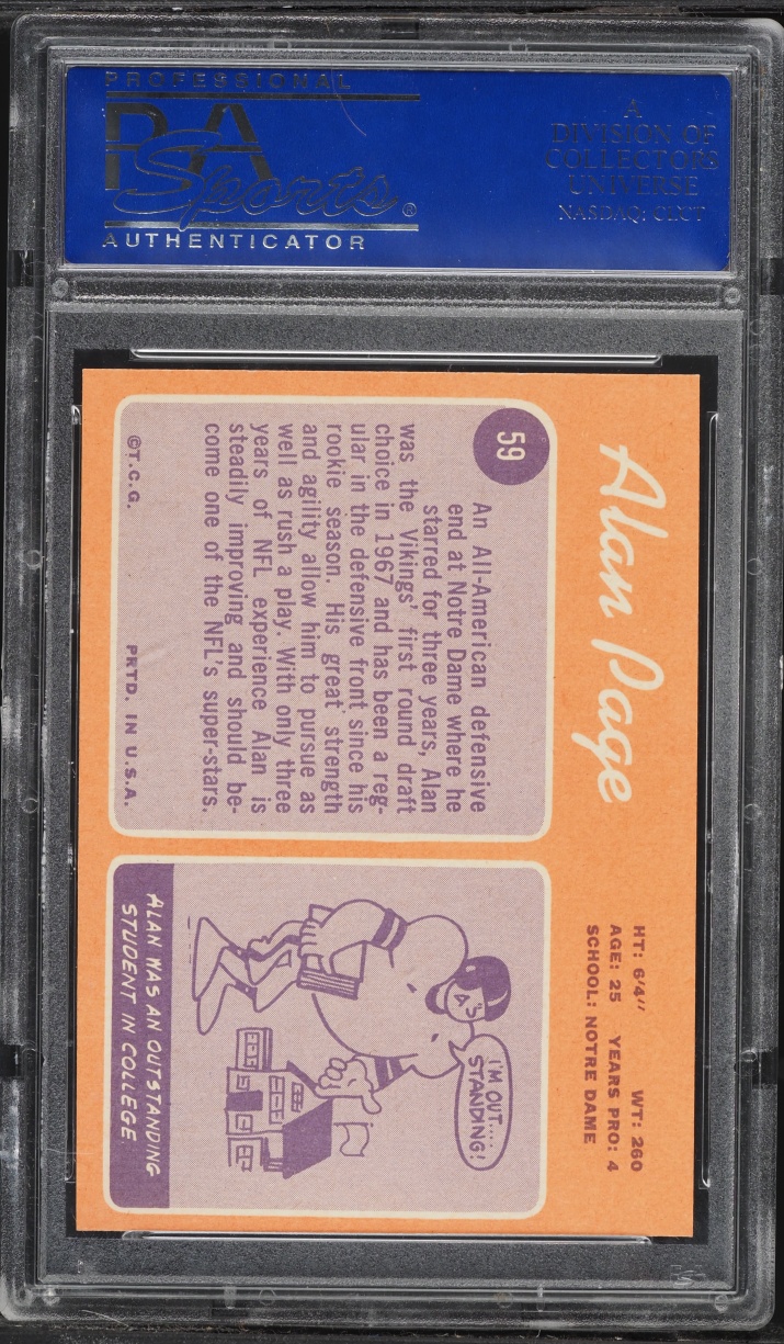 1970 Topps Football Alan Page ROOKIE #59 PSA 8 NM-MT