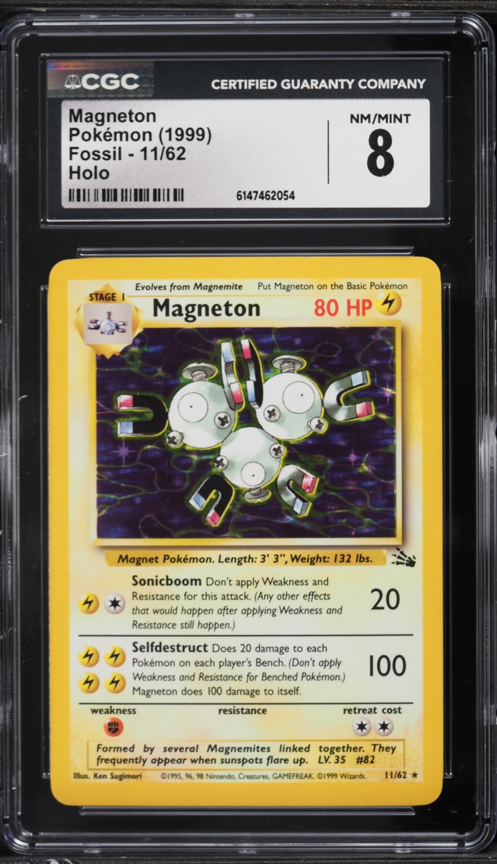 1999 Pokemon Fossil Holo Magneton #11 CGC 8 NM-MT
