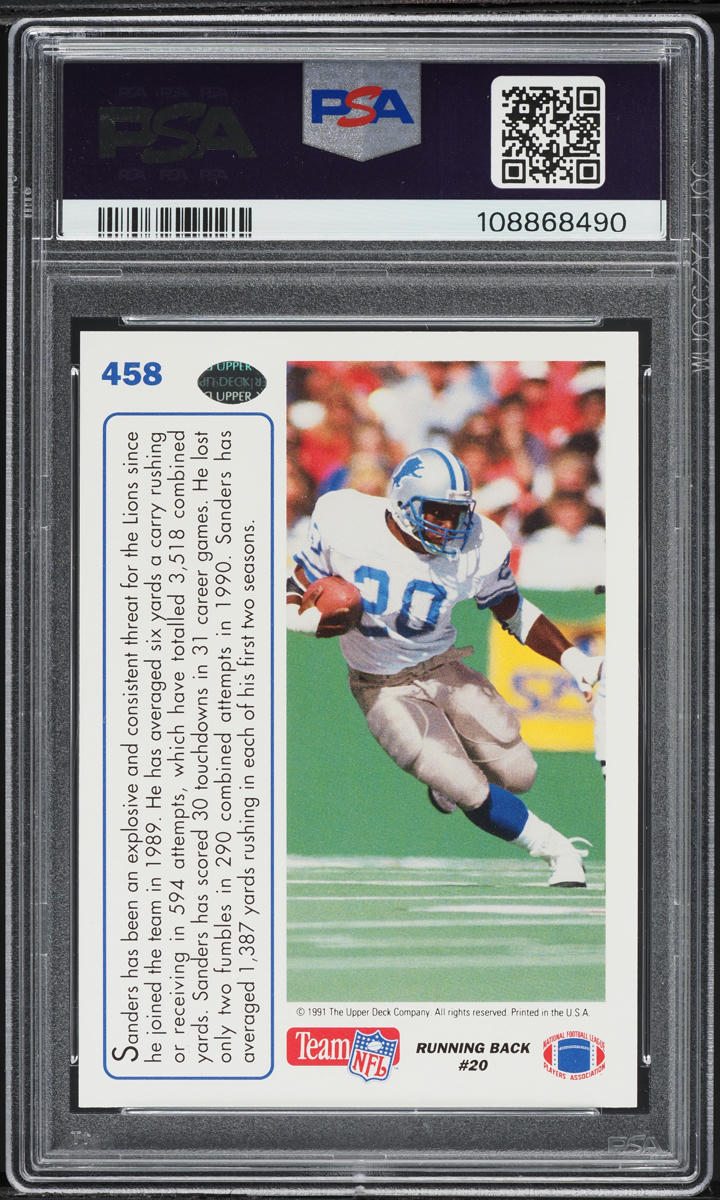 1991 Upper Deck Football Barry Sanders #458 PSA 9 MINT