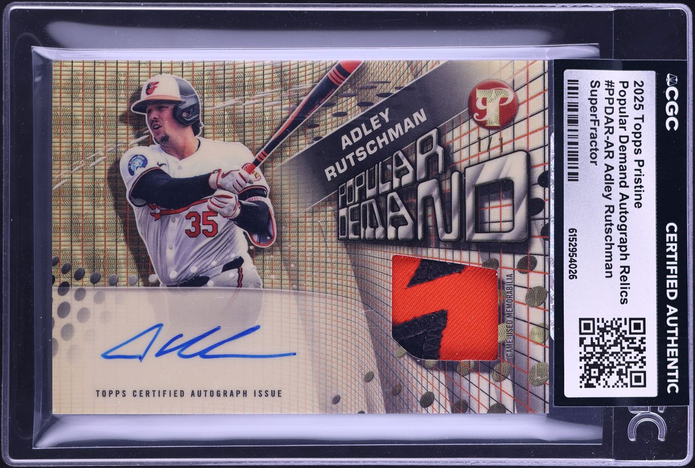 2025 Topps Pristine Popular Demand Superfractor Adley Rutschman PATCH AUTO 1/1 CGC AUTH